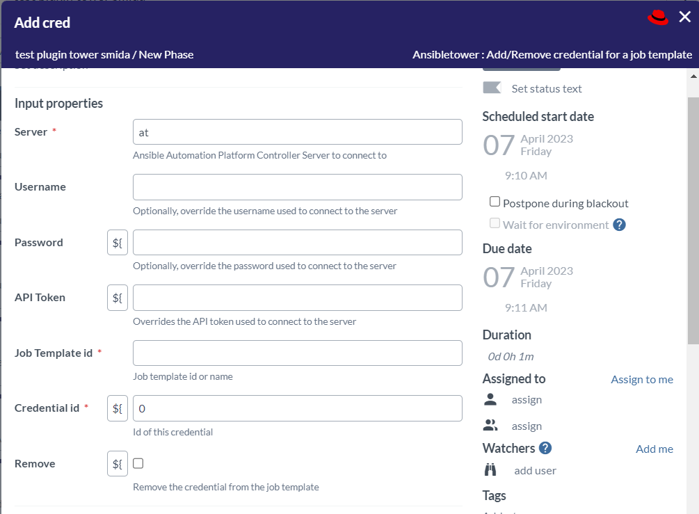 Add or Remove a credential from a job template