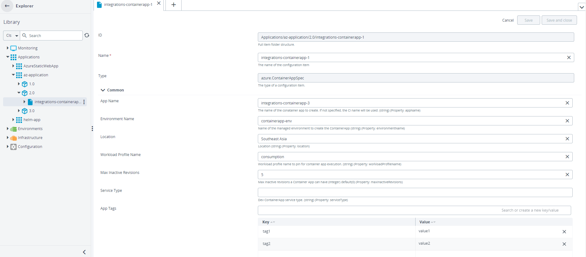 Integration with ContainerAppSpec