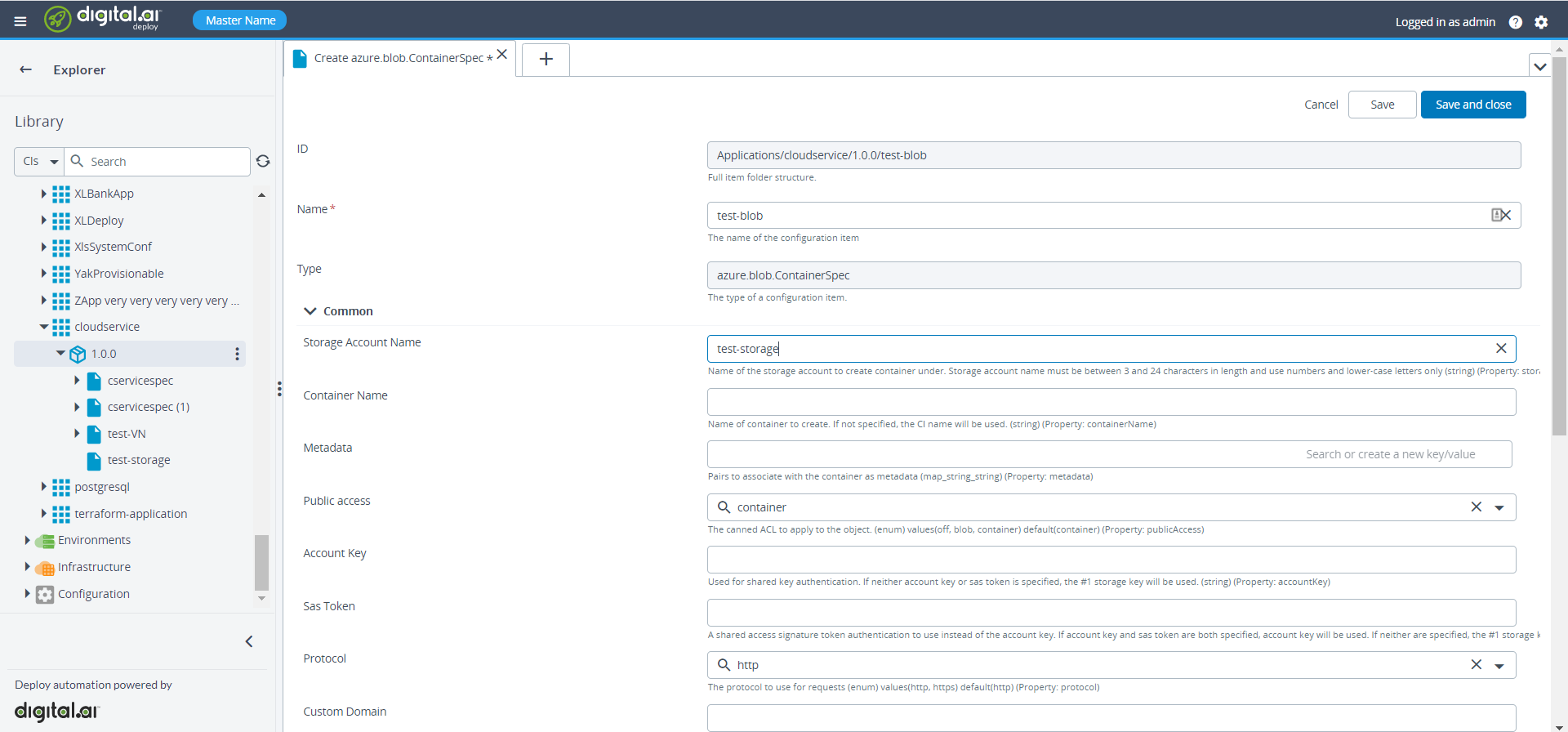 Create a blob container inside the storage account
