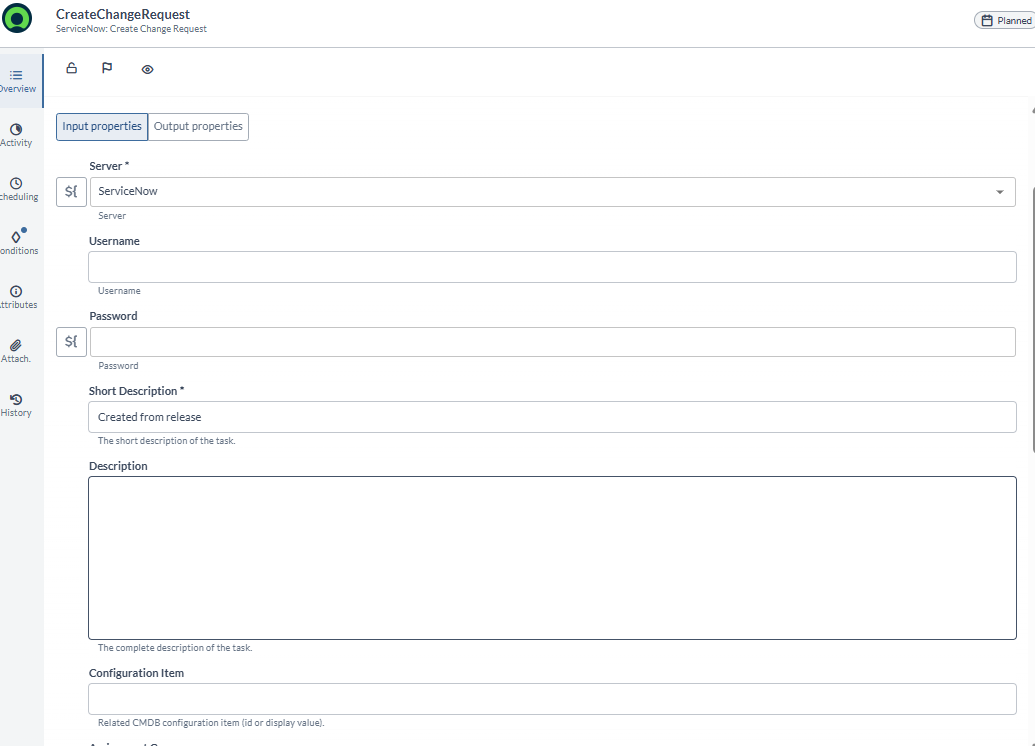 Create Change Request in ServiceNow