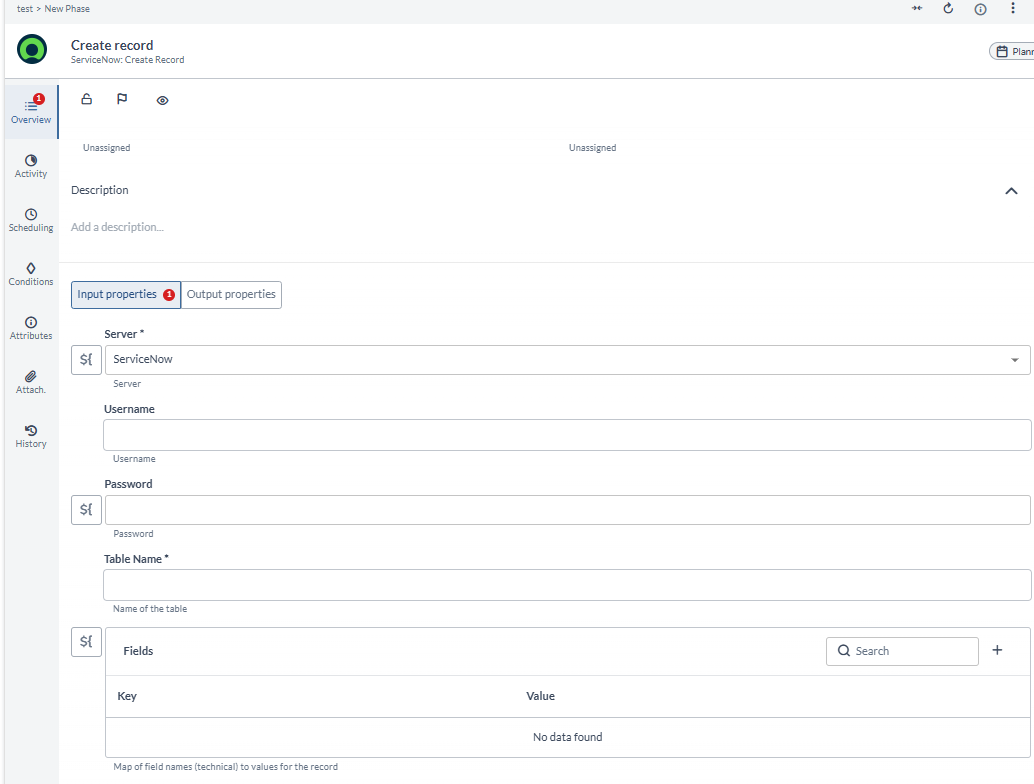 Create Record in ServiceNow