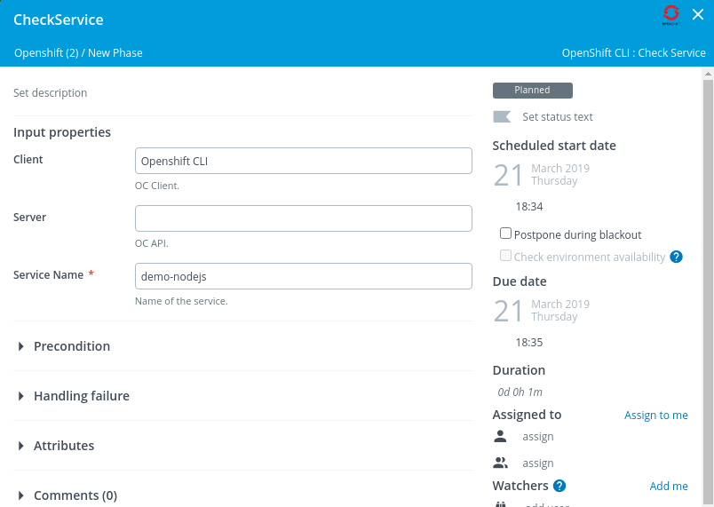 Create a Check Service task