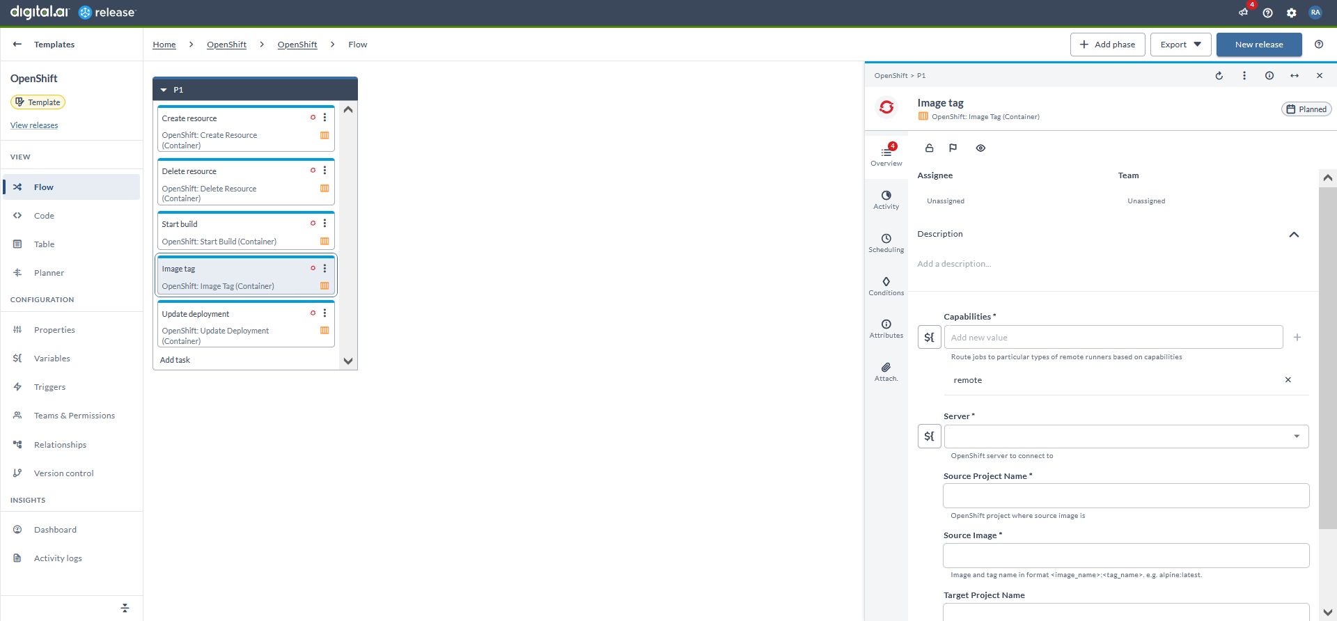 Create a Image Tag task
