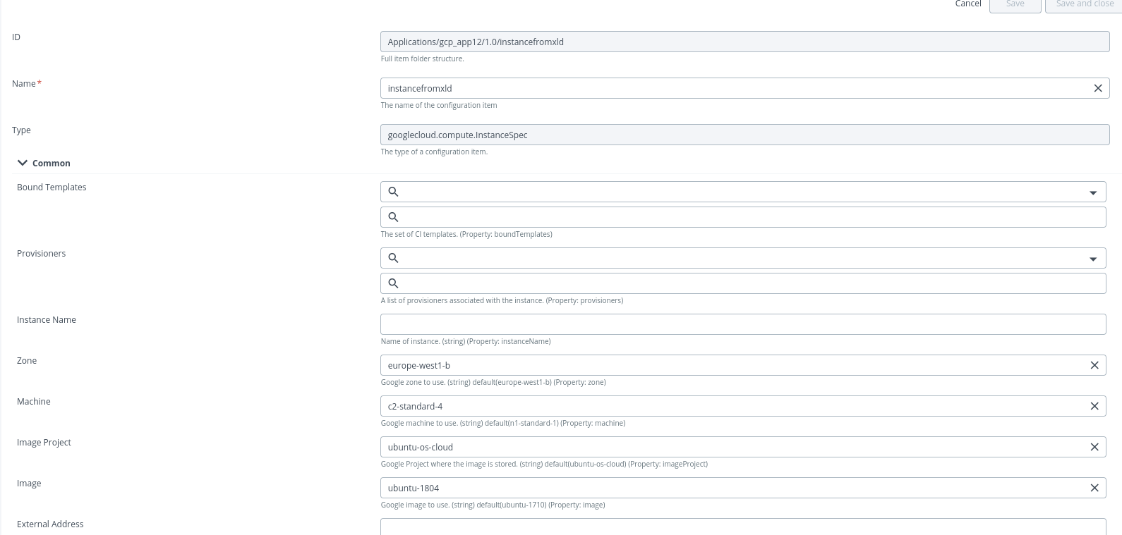 Google Cloud Compute TemplateSpec