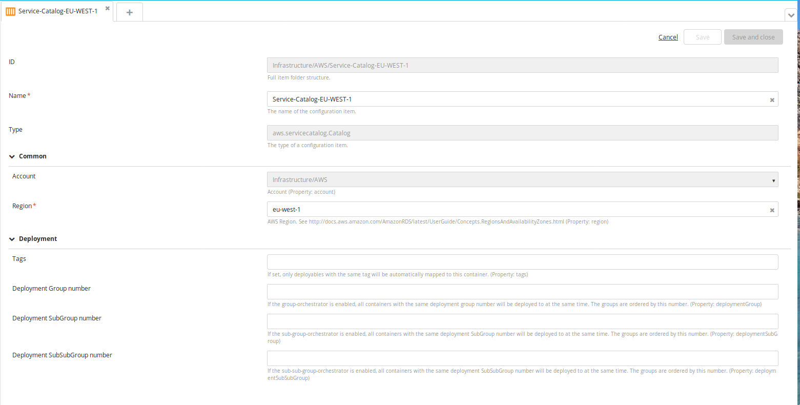 Create a catalog type CI