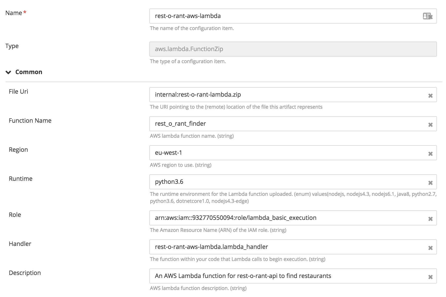 Create a lambda function