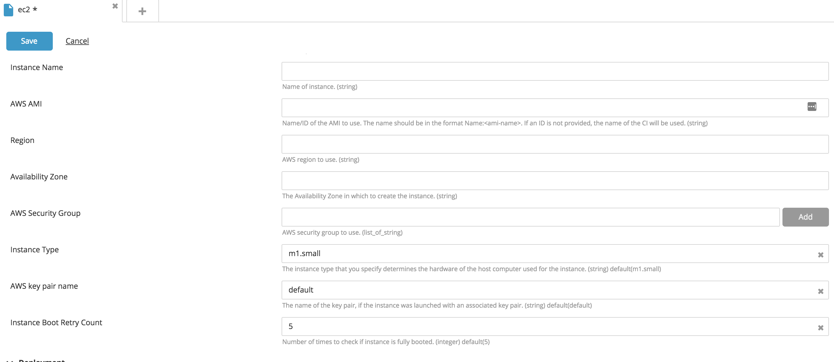 Create a EC2 instance type CI