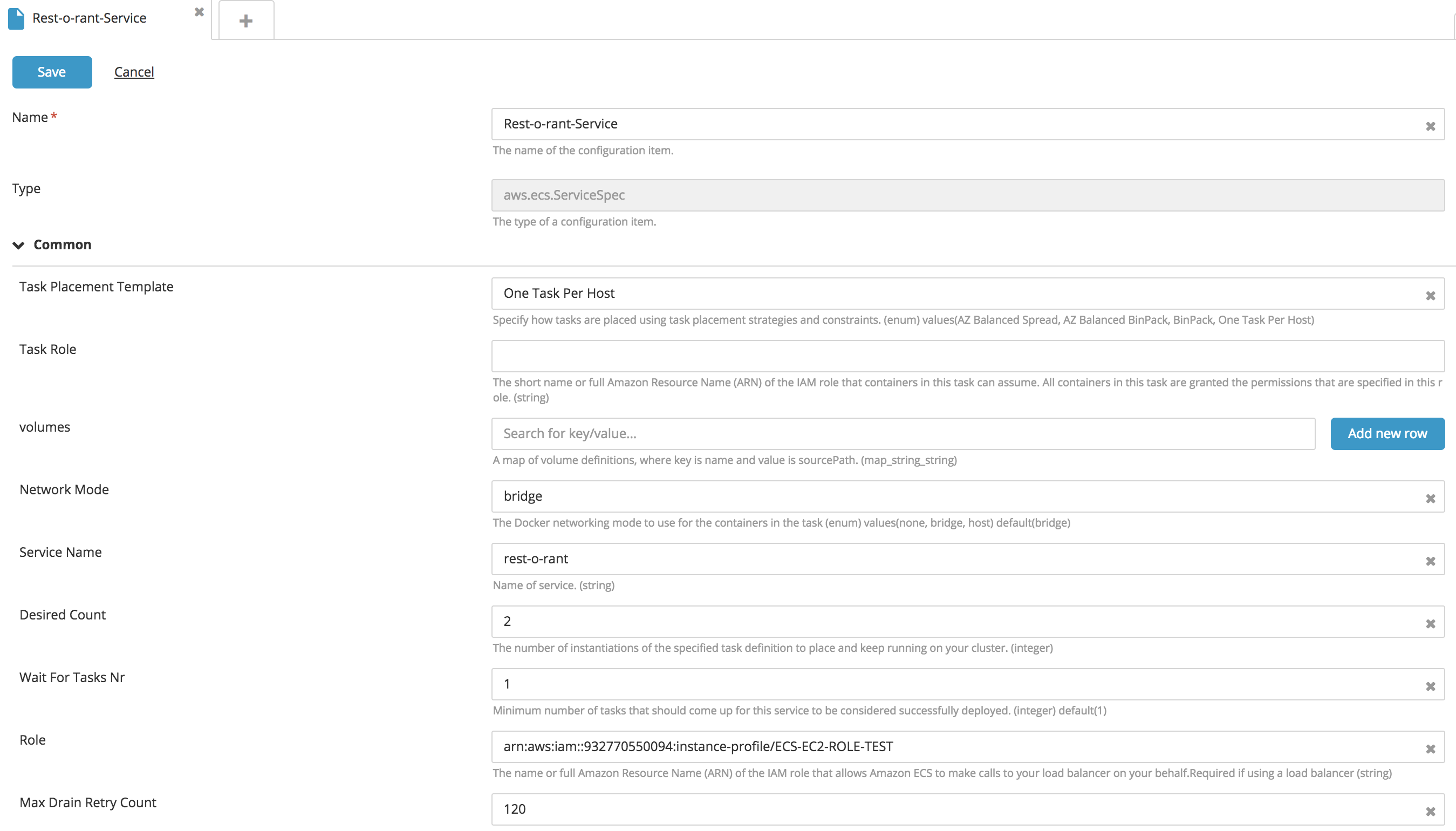 Create a ECS type CI