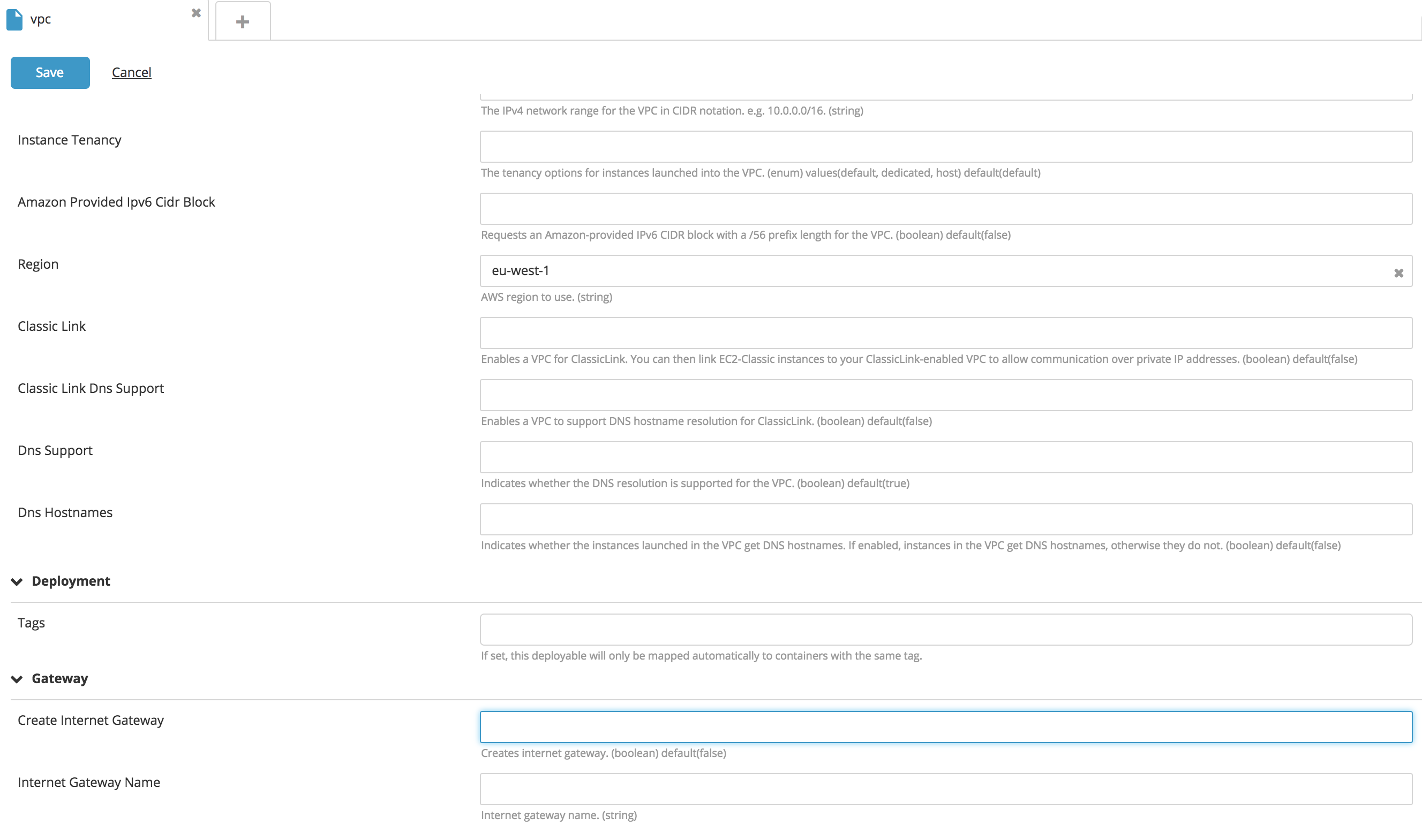 Create a Internet Gateway type CI