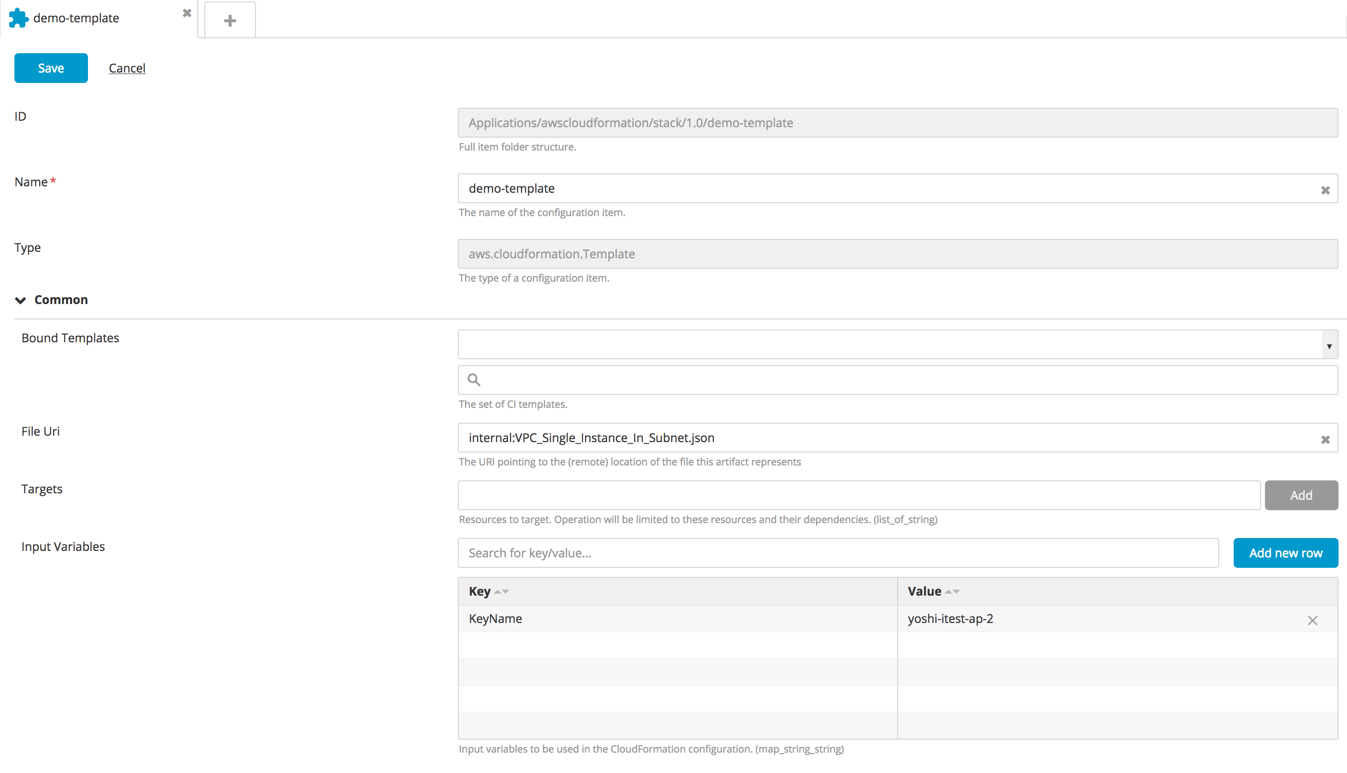 Create a template type CI