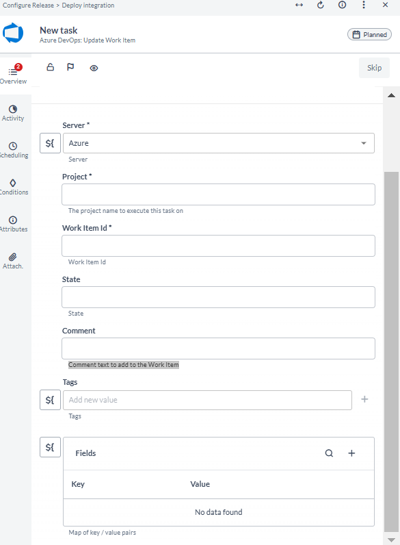 Updates the work items